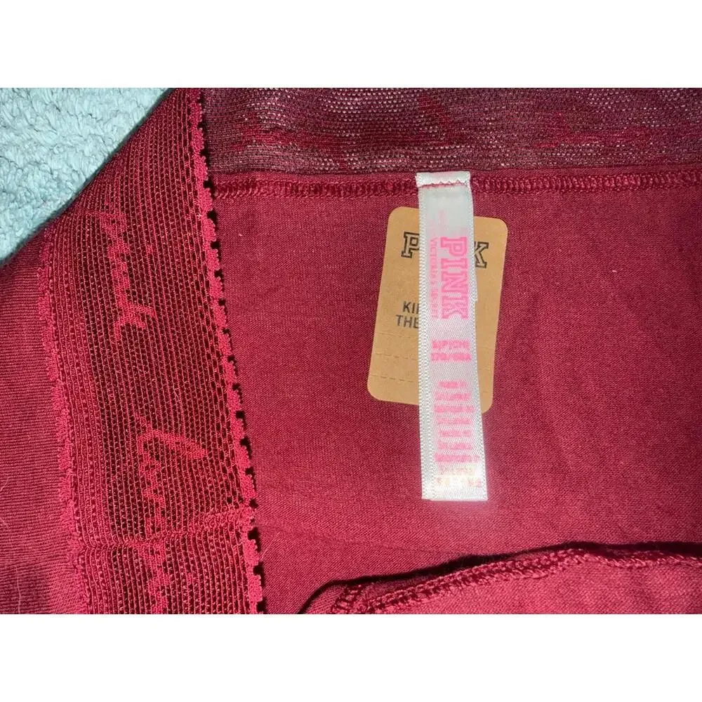 Victoria’s Secret Pink Hipster Women’s Panties Size S Maroon Lace Trim